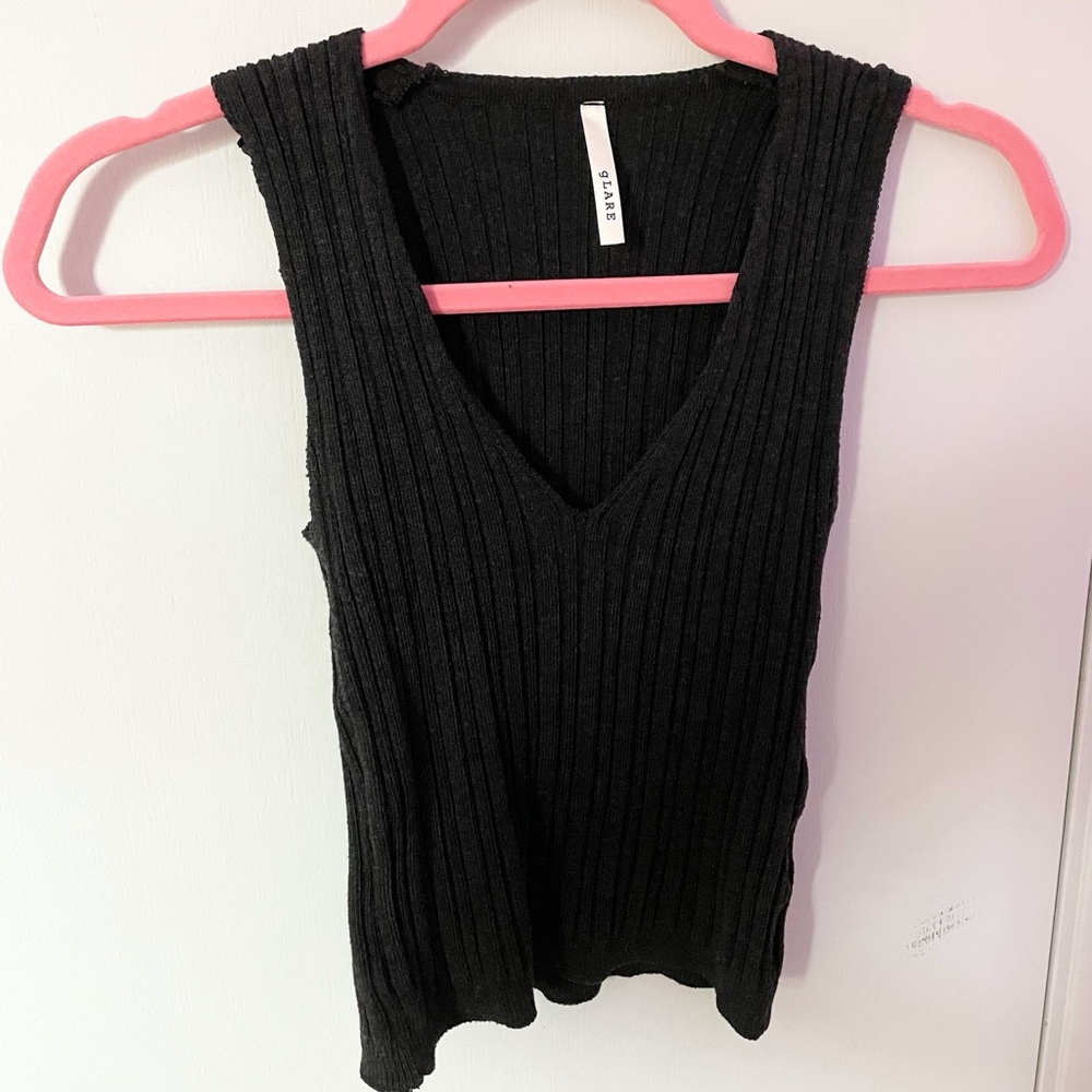 🤍GRAY RIBBED TOP🤍